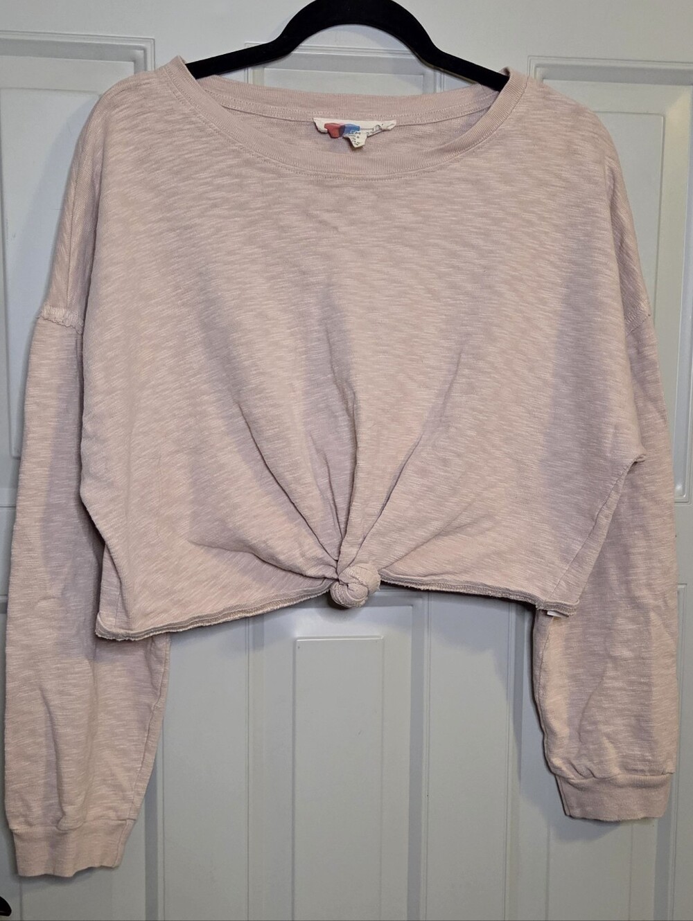FP Beach by Free People - Light Blush Knot-front Cropped Sweatshirt